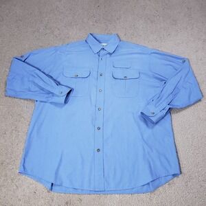 Orvis Buzz Off Shirt Mens Large Blue Long Sleeve Button Up Workwear Outdoor *